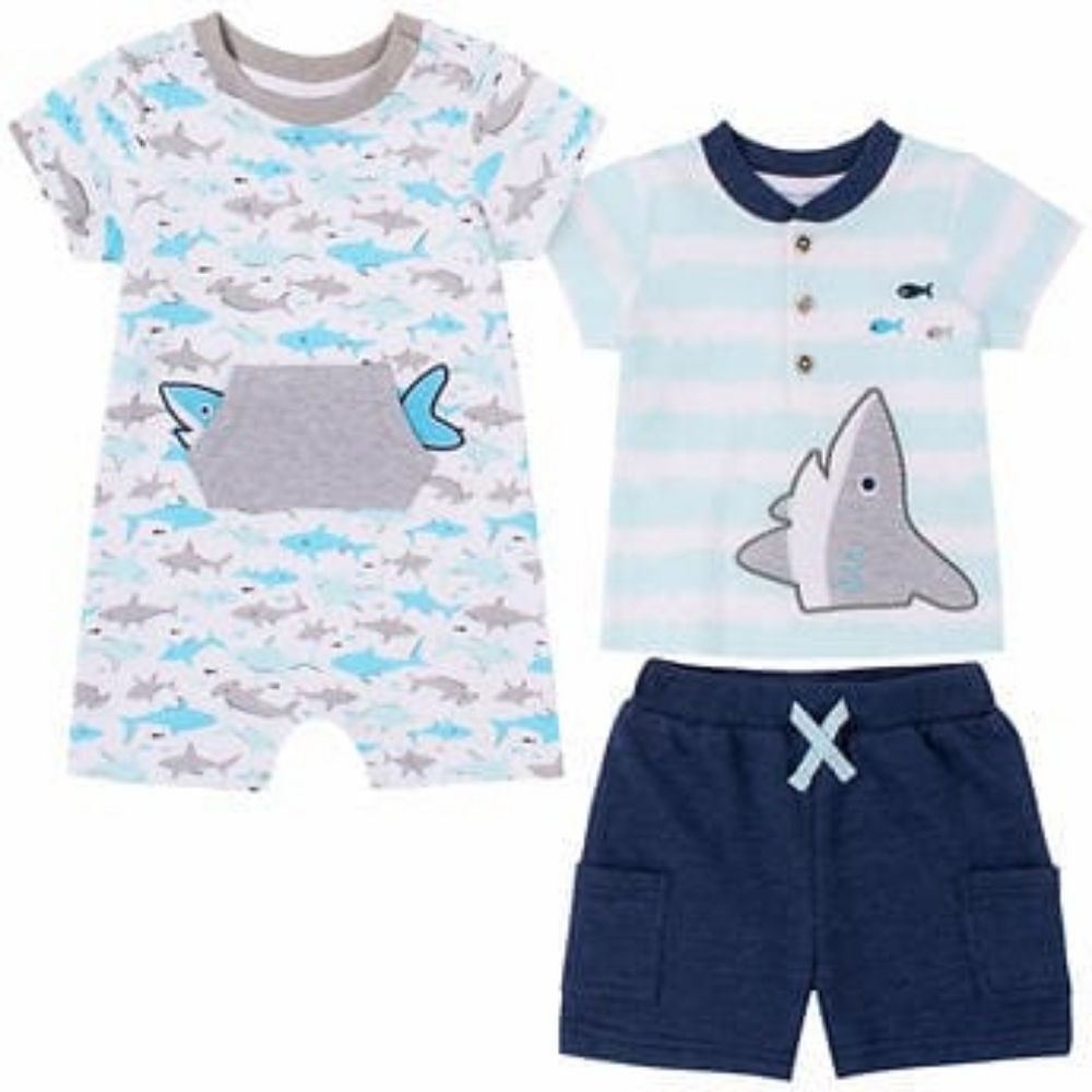 Kid's Headquarters Infant Romper Set, Shark - Picture 9 of 10
